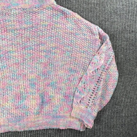 Debut Sweater Womens Small S/M Purple Rainbow Open Knit Lightweight Short Casual - Picture 12 of 14